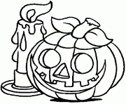 Coloriage une bougie et une citrouille d Halloween