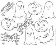 Coloriage citrouille fantome chauvesouris araignee halloween