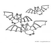 Coloriage halloween trois chauves souris