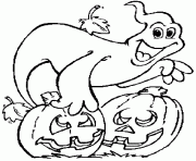 Coloriage un fantome et deux citrouilles d halloween