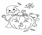 Coloriage citrouille fantome nounours halloween