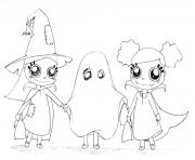 Coloriage les sorcieres et le fantome halloween