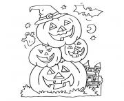 Coloriage trois citrouilles d halloween empilees