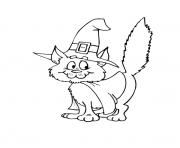 Coloriage chat halloween sorciere