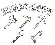 Coloriage minecraft outils