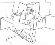 Coloriage minecraft combat scene