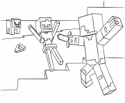 Coloriage minecraft steve vs skeleton