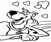 Coloriage scooby doo est amoureux st valentin