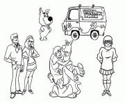 Coloriage scooby doo et ses amis voiture scoubidou