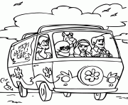 Coloriage scooby doo voiture en route