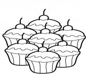 Coloriage quatres cupcakes