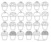 Coloriage mosaique cupcakes enfantins