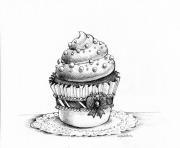 Coloriage adulte cupcakes sophistique moderne