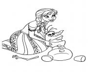 Coloriage olaf avec anna reine des neiges