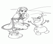 Coloriage olaf danse pour anna reine des neiges