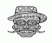 Coloriage squelette halloween moustache rigolo