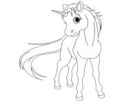 Coloriage licorne rose debout