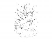 Coloriage licorne ailes tete mignon 100