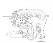 Coloriage adulte fantasy licorne