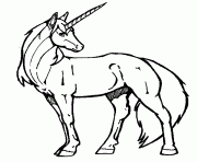 Coloriage un cheval avec une corne sur le front