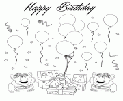 Coloriage two trolls happy birthday