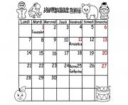 Coloriage calendrier novembre 2016