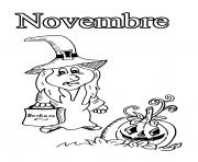 Coloriage novembre fini halloween