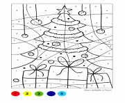 Coloriage magique sapin et cadeaux noel