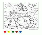 Coloriage magique sapin et lapins noel