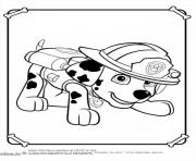 Coloriage pat patrouille dalmatien Marcus Marshall en mode pompier