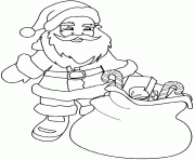 Coloriage le pere noel avec son sac de jouets et de friandises