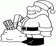 Coloriage le pere noel de profil avec des cadeaux