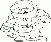 Coloriage le pere noel avec une cloche et son sac de jouets