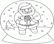 Coloriage le pere noel dans une boule de neige