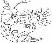 Coloriage fleur et oiseau