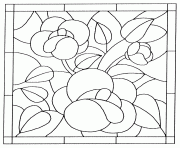 Coloriage fleurs vitrail