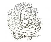 Coloriage panier de fleurs