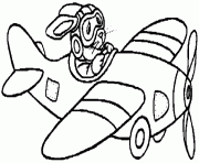 Coloriage lapin qui pilote un avion