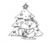 Coloriage sapin noel et cadeau