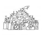 Coloriage sapin noel et cadeaux