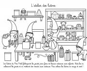 Coloriage les lutins a la fabrique de jouets pour enfants