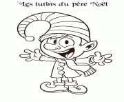 Coloriage lutin du pere noel avec un grand sourire