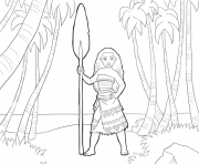 Coloriage vaiana moana disney in the forest