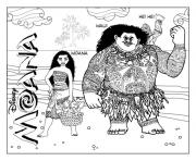 Coloriage vaiana moana et Maui disney