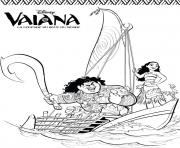 Coloriage vaiana maui sur un voilier