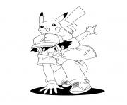 Coloriage pikachu sur le dos de sacha