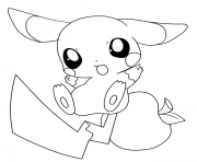 Coloriage pikachu mignon 2