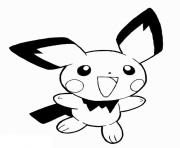 Coloriage pikachu pichu heureux