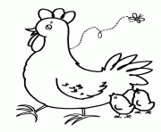 Coloriage poule facile 53