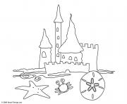 Coloriage chateau de sable plage facile 119